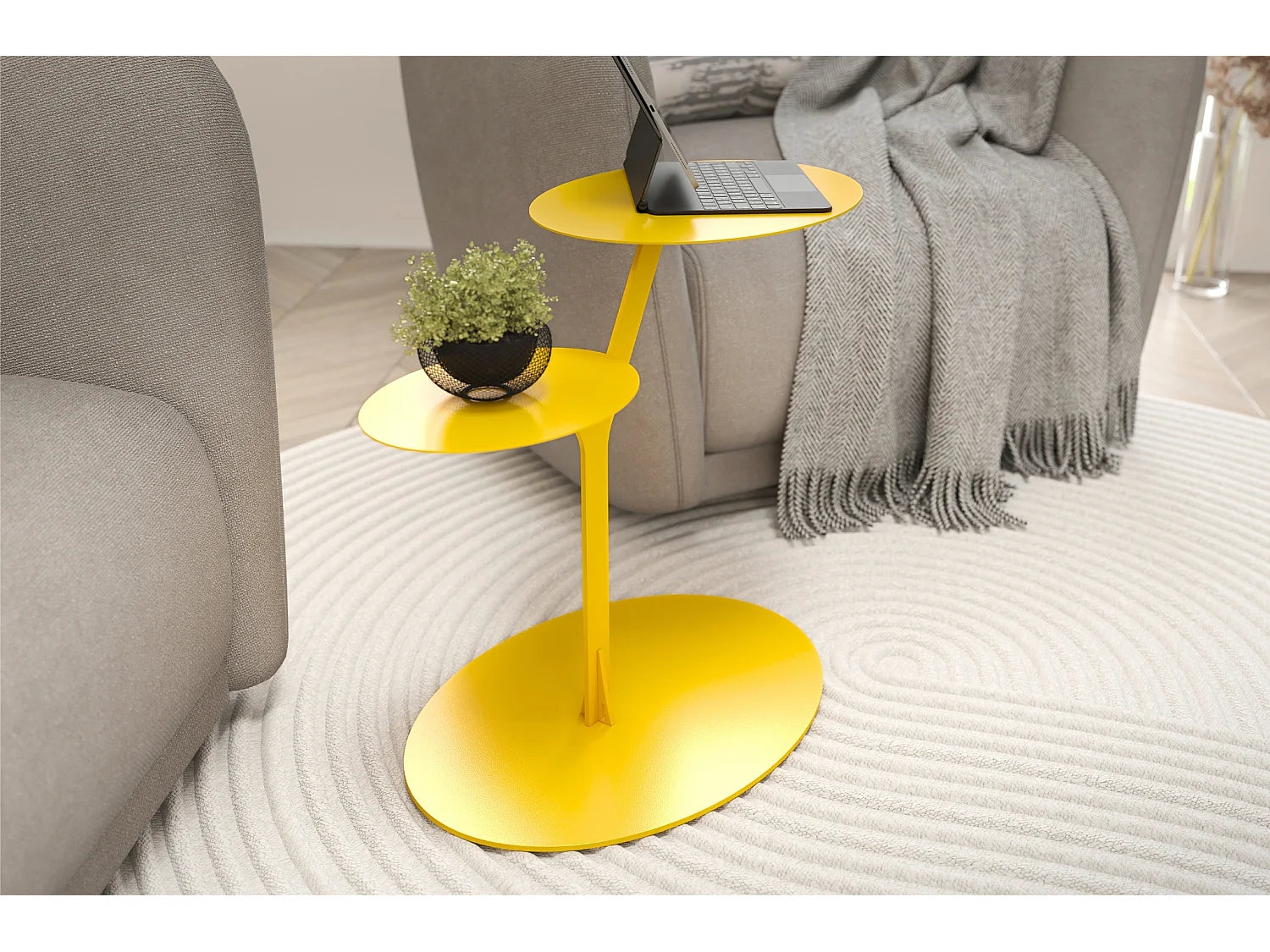 Bout de canapé en métal jaune pour salon – SOLEA