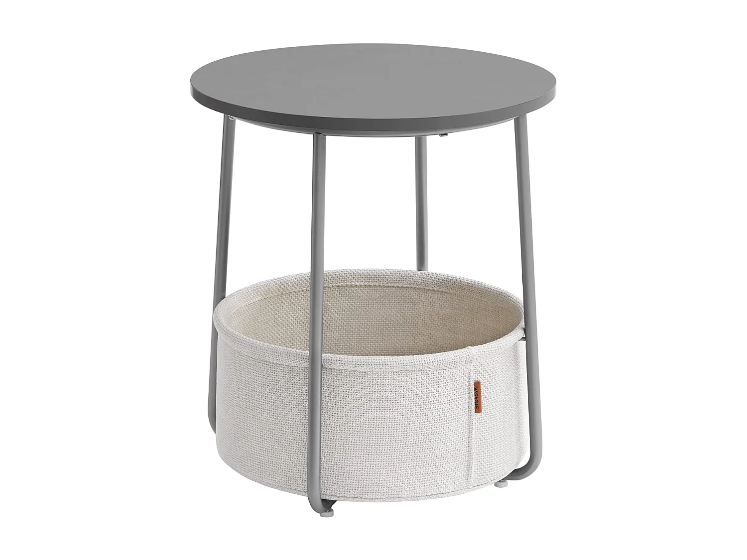 Bout de canapé rond gris avec panier – OSIER