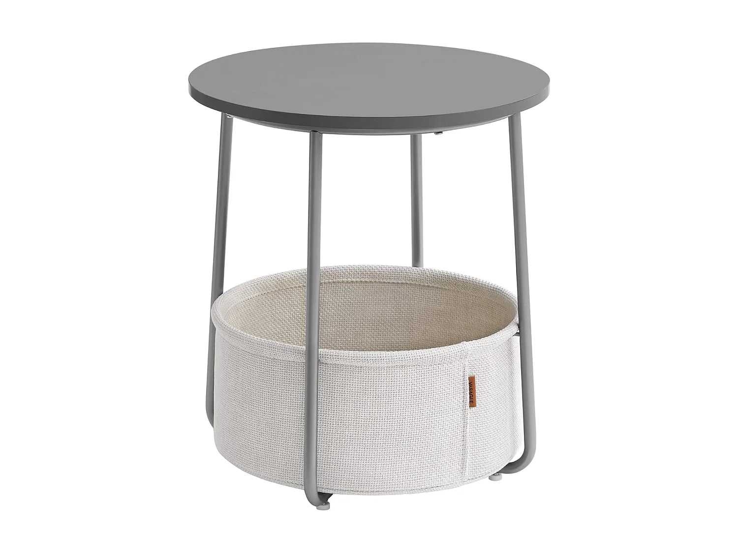 Bout de canapé rond gris avec panier – OSIER