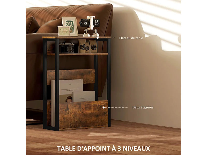 Bout de canapé industriel bois et métal noir – LANTIS