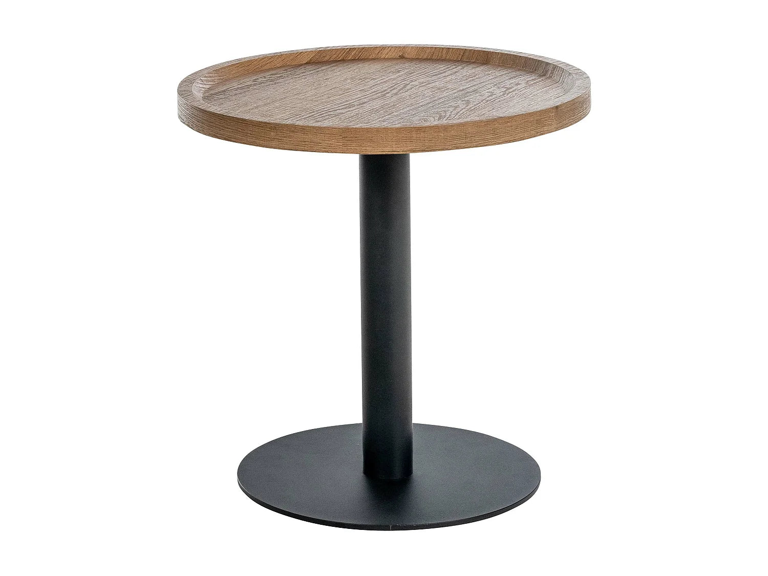 Bout de canapé rond en bois marron, pieds noirs – ASPEN