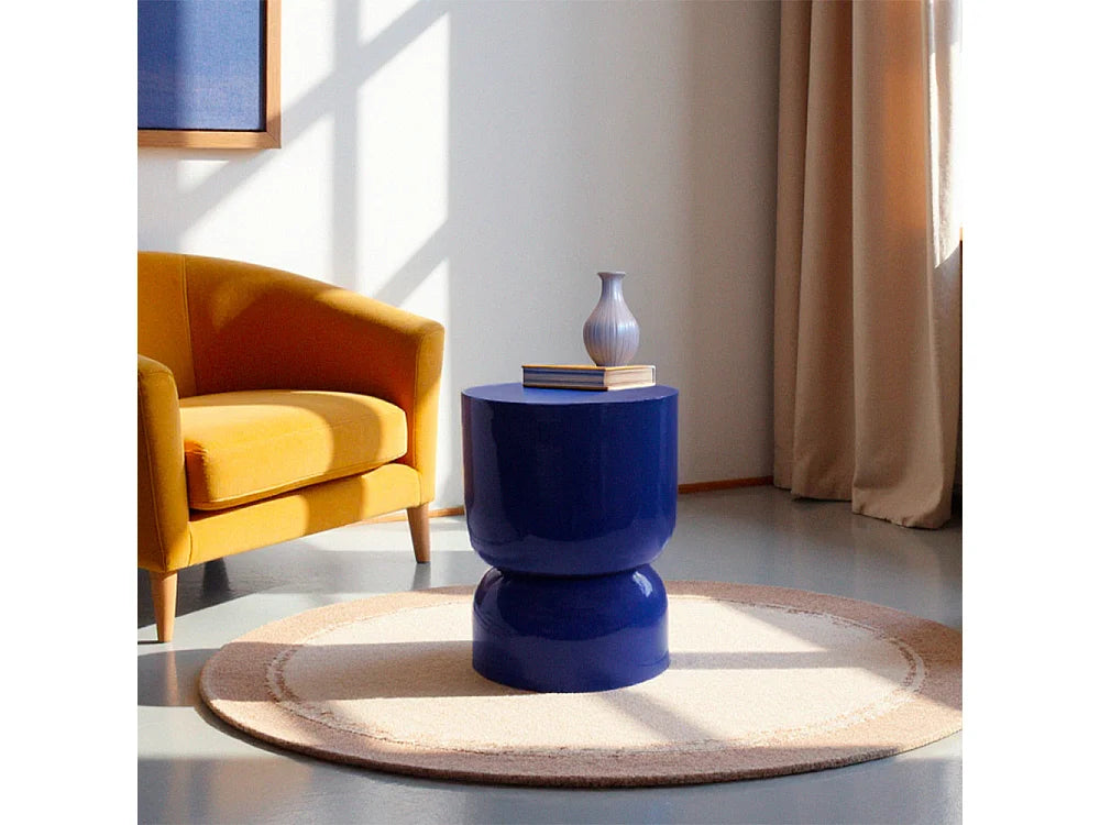 Bout de canapé rond en métal indigo – LUNA