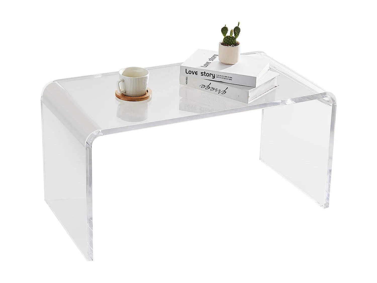 Bout de canapé en acrylique transparent forme C – CRISTAL