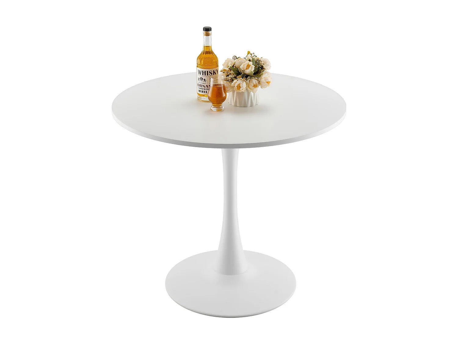 Bout de canapé rond bois et blanc – ORENZA