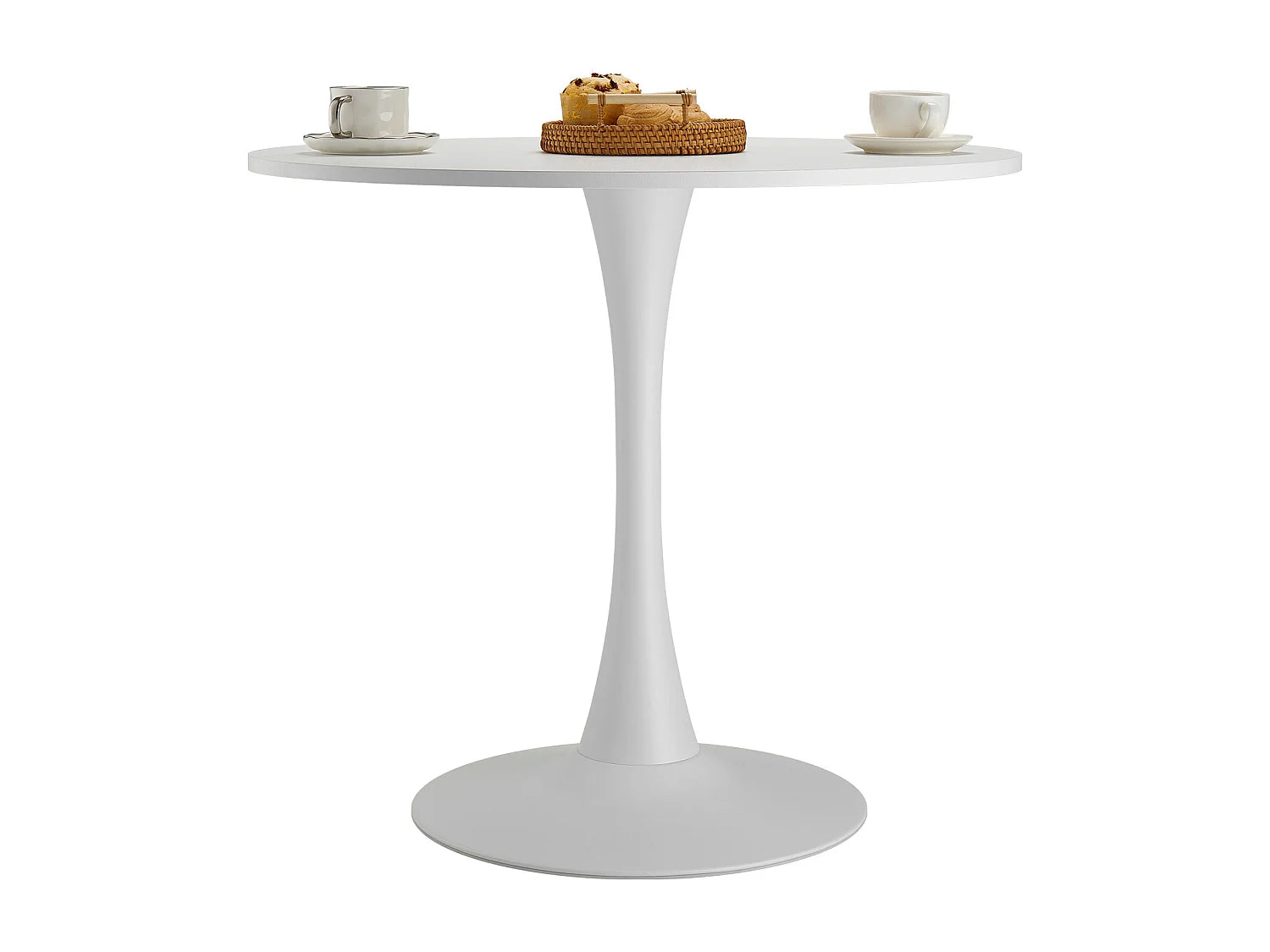 Bout de canapé rond bois et blanc – ORENZA
