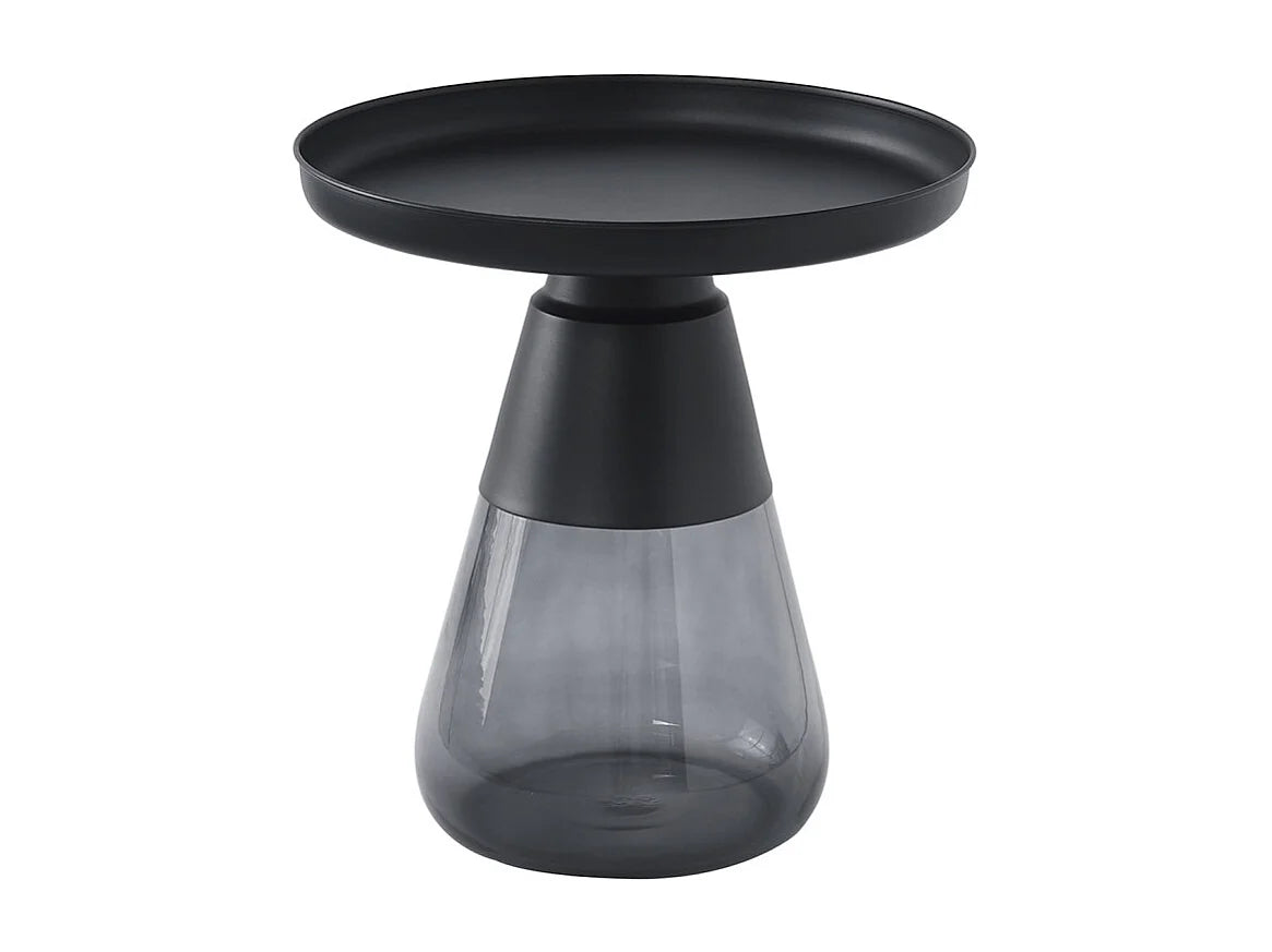 Bout de canapé verre fumé et métal noir mat – BASALT