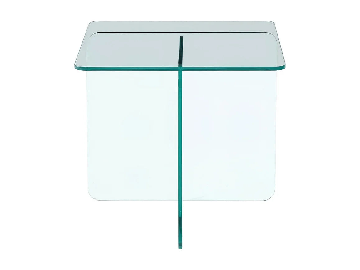 Bout de canapé carré en verre trempé transparent – GLACÉA