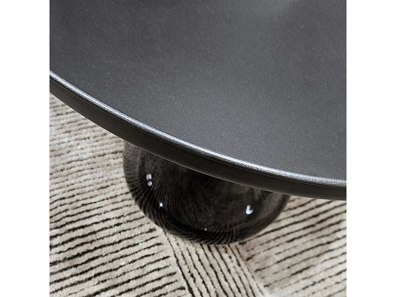 Bout de canapé verre trempé fumé et métal noir – ONYX