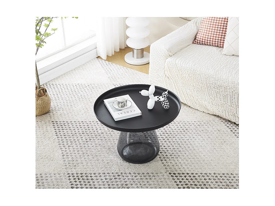 Bout de canapé verre trempé fumé et métal noir – ONYX