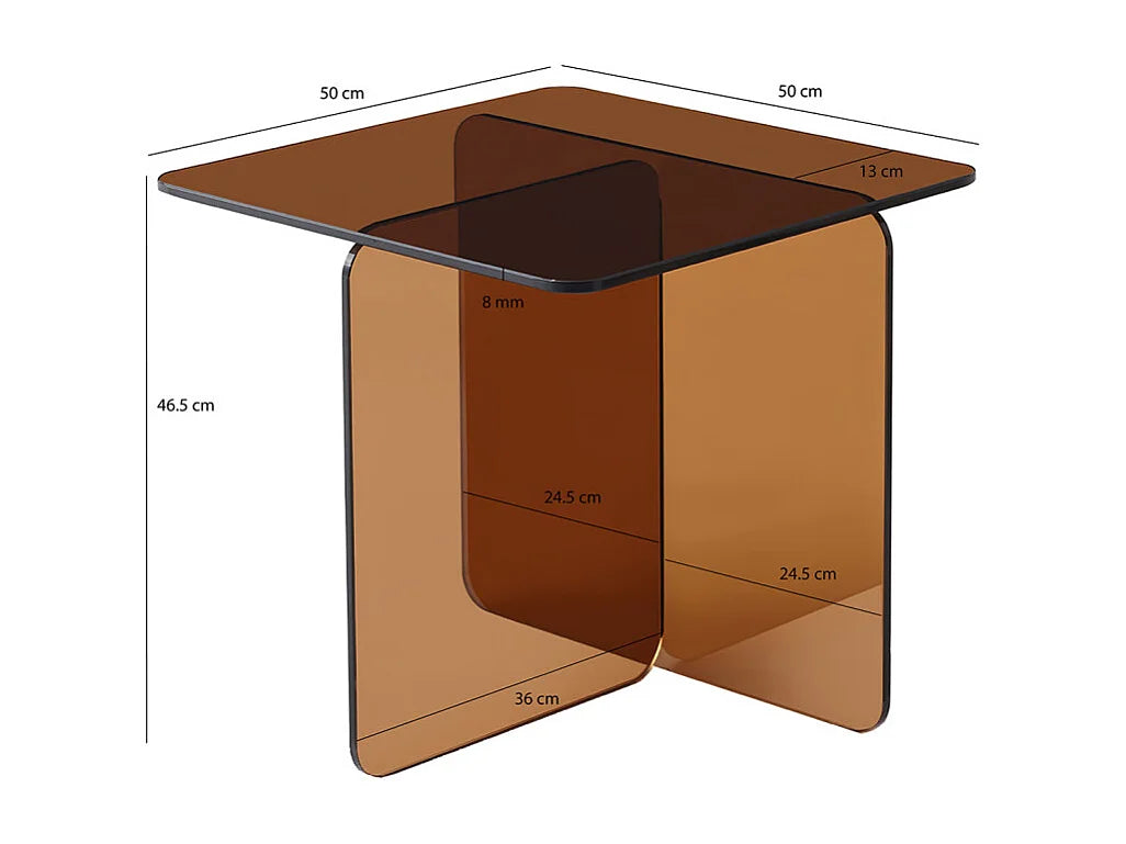 Bout de canapé carré en verre trempé cuivré fumé – AMBRE