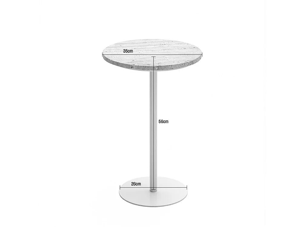 Bout de canapé rond travertin et métal beige – RITO