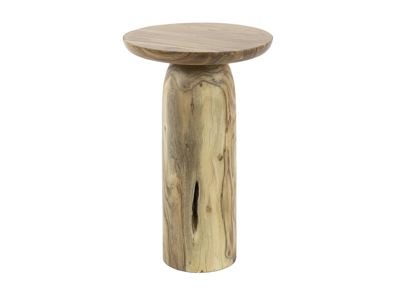 Bout de canapé bois plateau sculpté beige – TOTEM