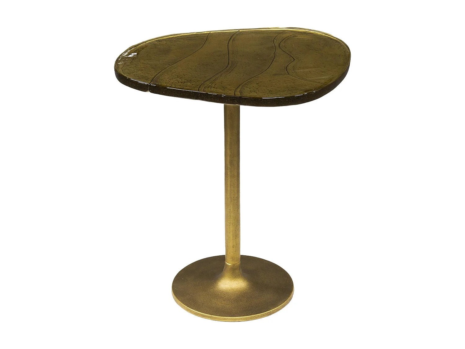 Bout de canapé en verre finition antique dorée – LAGUNA