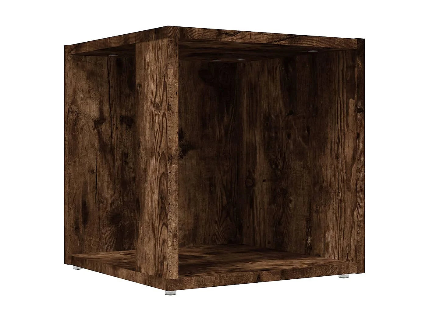 Bout de canapé cube en chêne fumé à niches – BRUNA