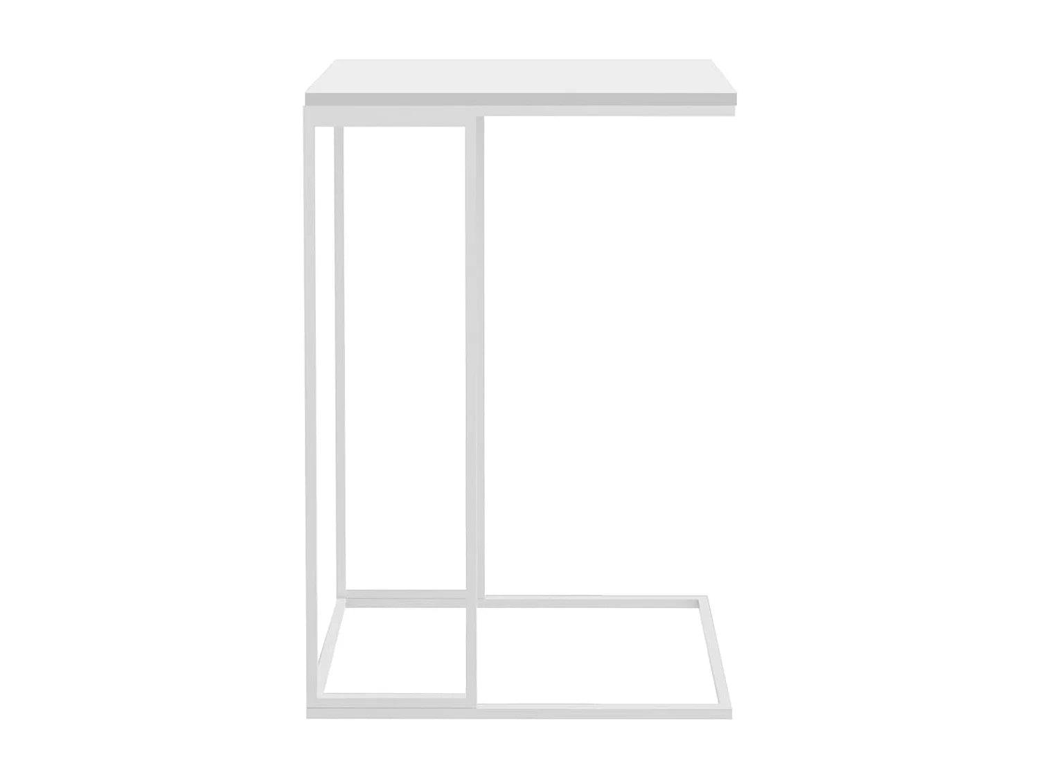 Bout de canapé en C en bois blanc et fer – CUBO