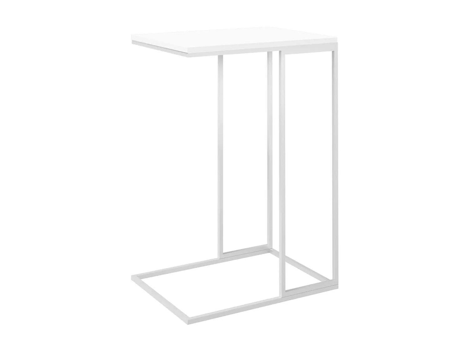 Bout de canapé en C en bois blanc et fer – CUBO