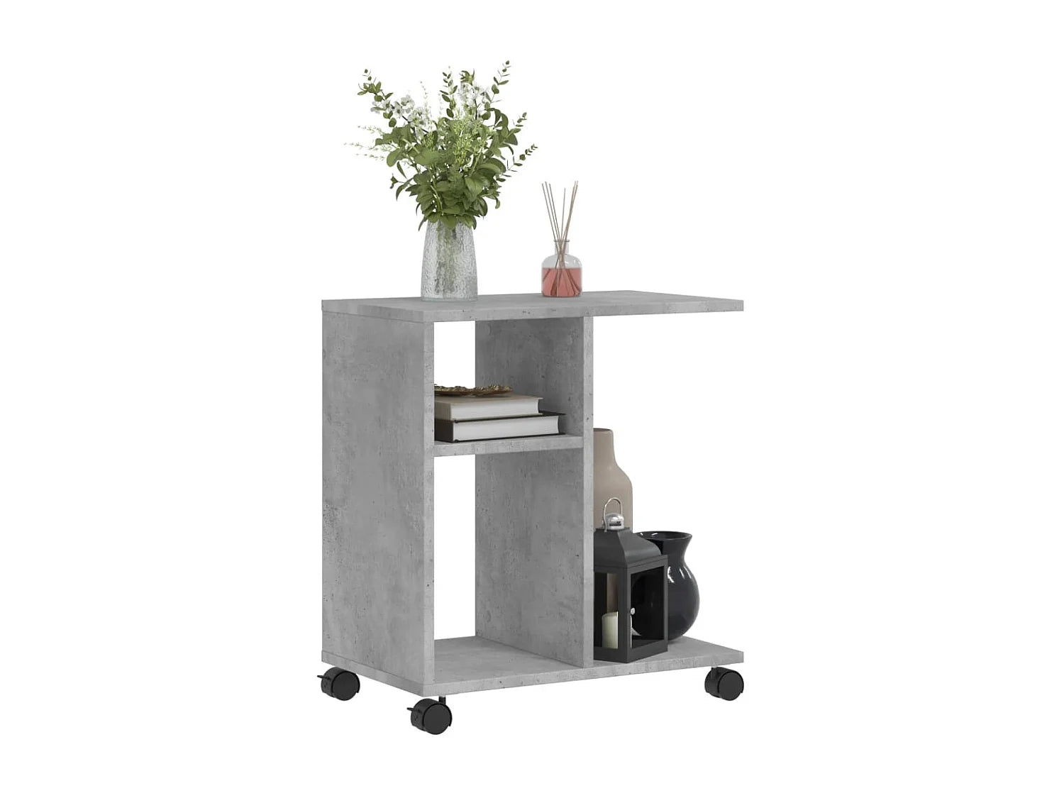 Bout de canapé effet béton gris sur roulettes – CINDRA