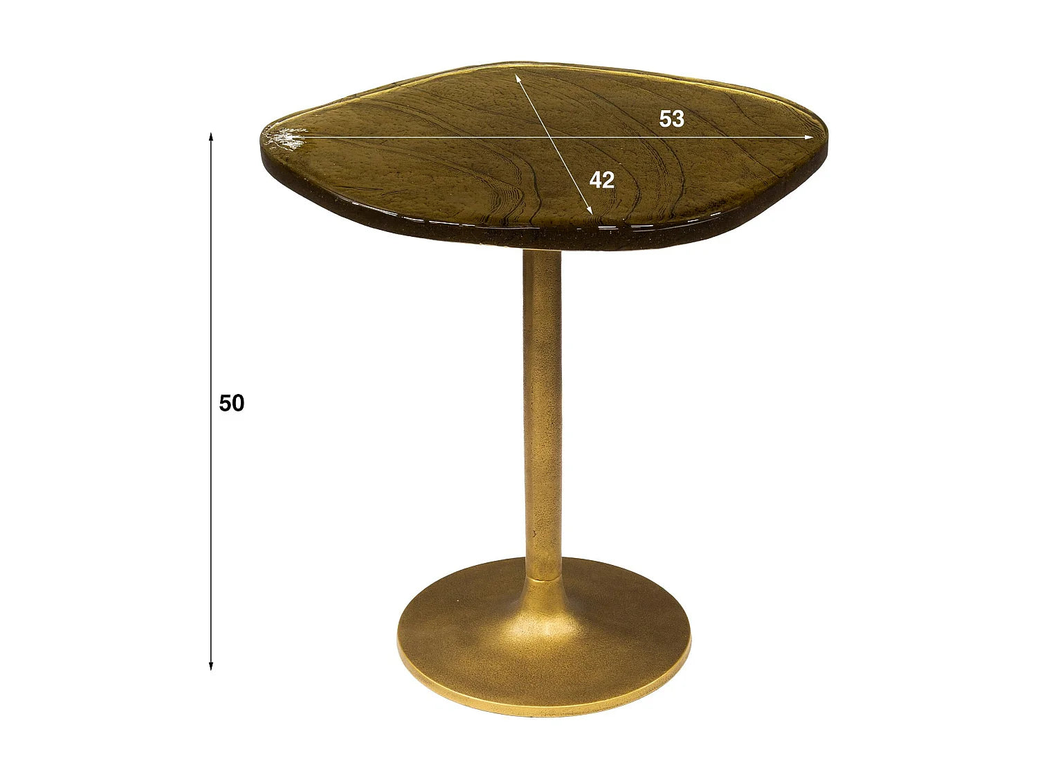 Bout de canapé verre ondulé finition cuivre – AMBRINE