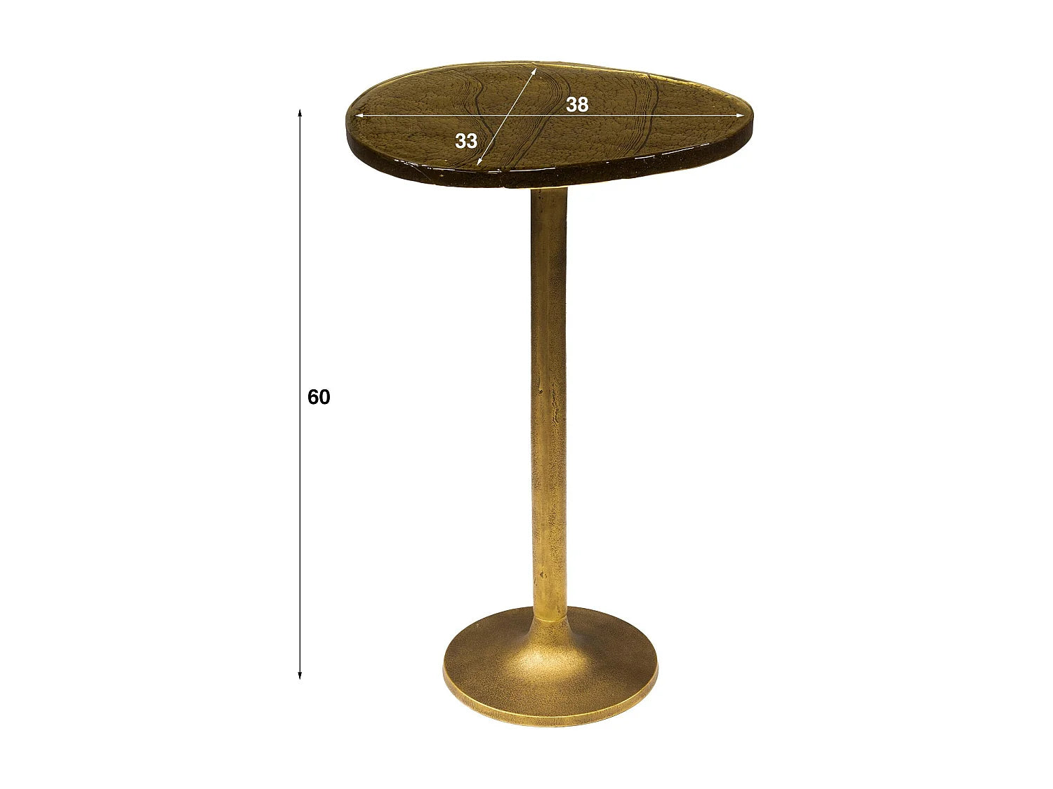Bout de canapé étroit en verre cuivre antique – TERRACO