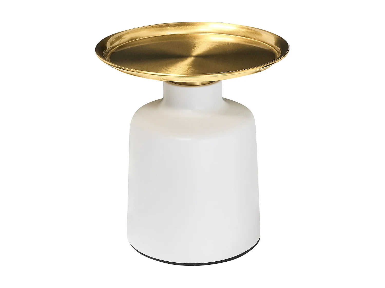 Bout de canapé rond métal blanc et doré – GLAMIS