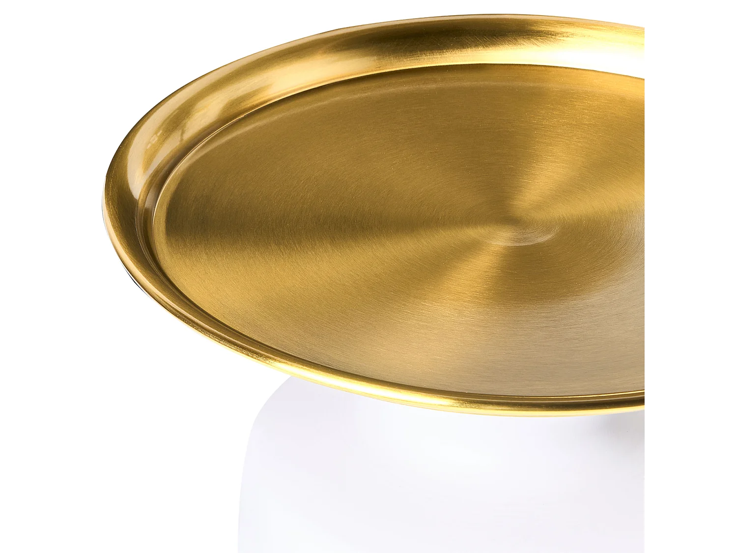 Bout de canapé rond métal blanc et doré – GLAMIS