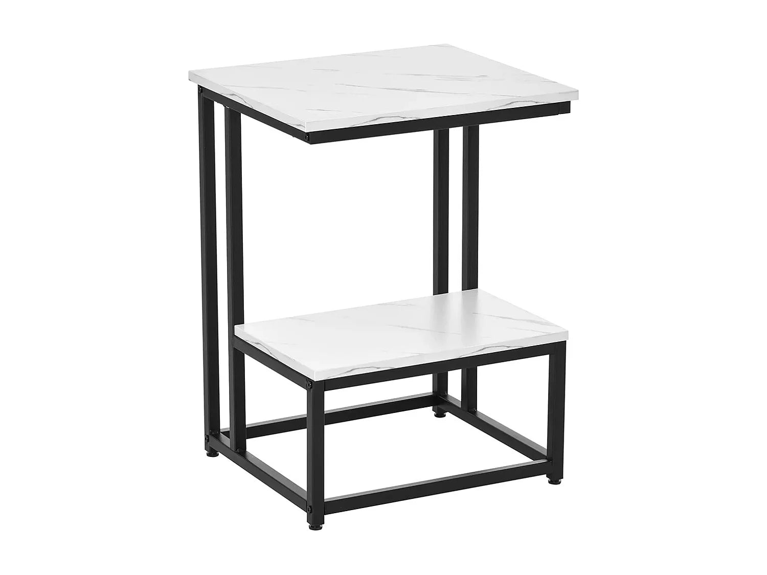 Bout de canapé acier noir effet marbre blanc – MARNOIR