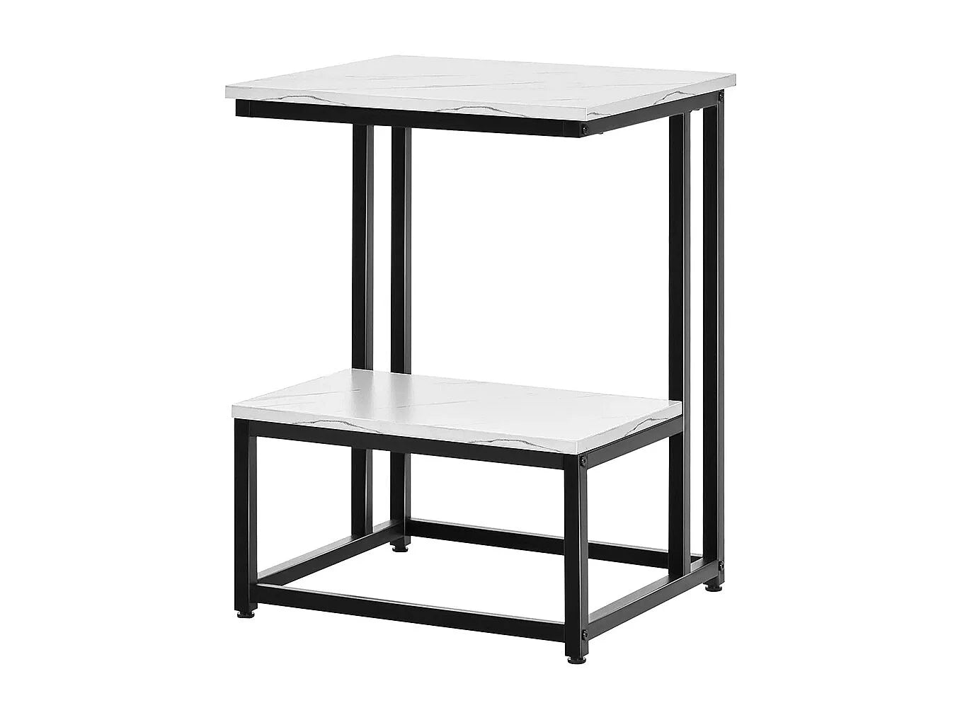 Bout de canapé acier noir effet marbre blanc – MARNOIR