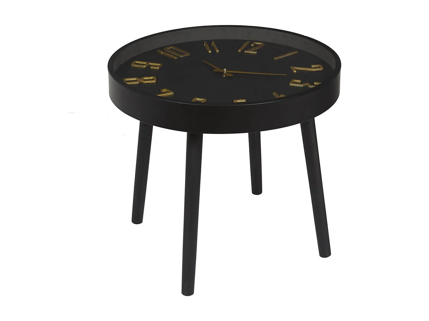 Bout de canapé rond verre trempé noir et or – ORLINE