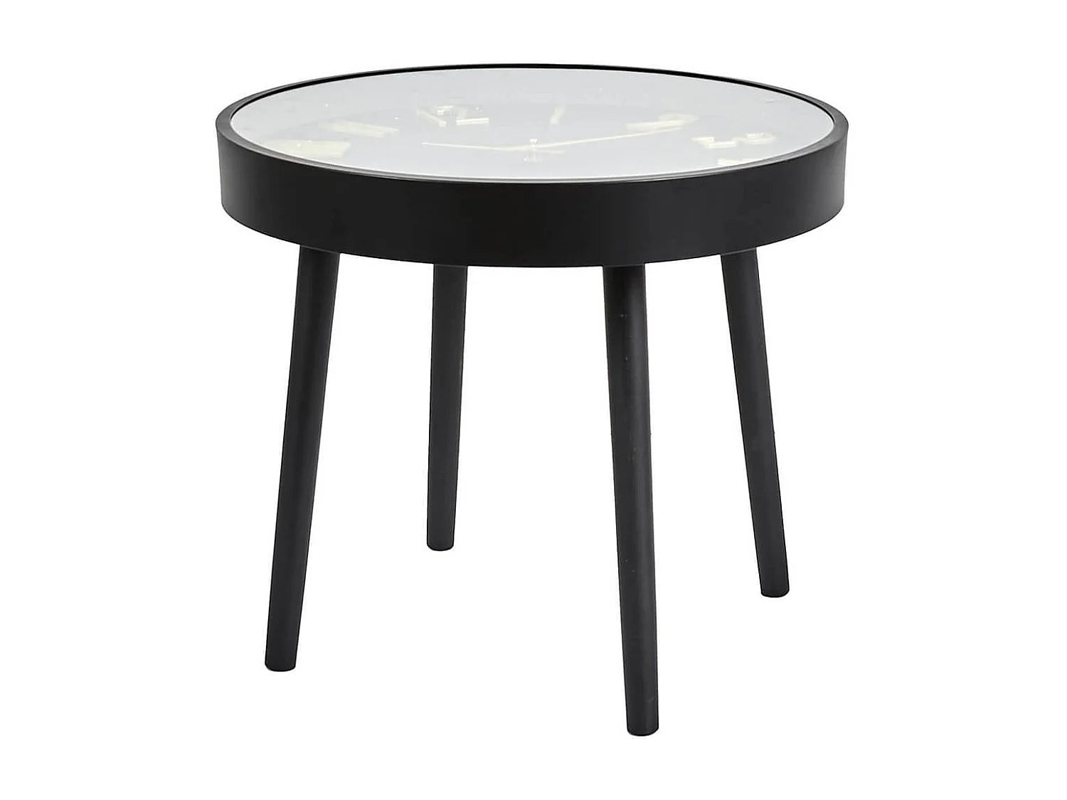 Bout de canapé rond verre trempé noir et or – ORLINE
