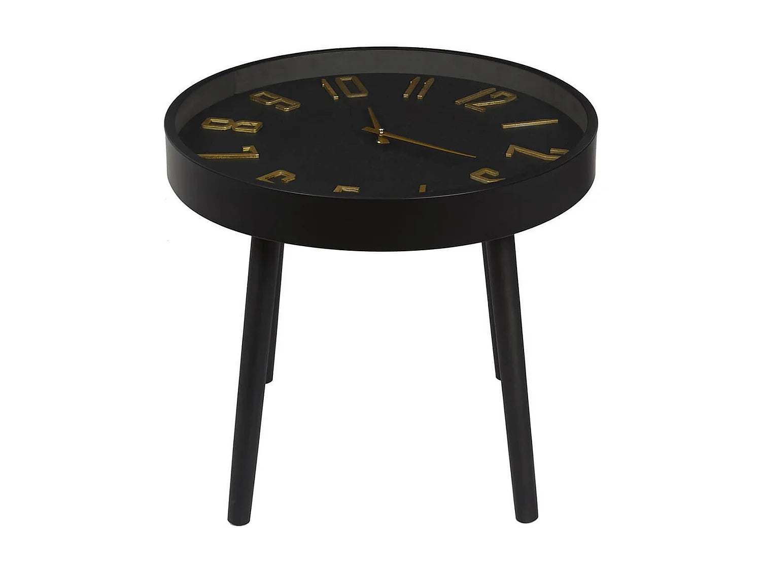 Bout de canapé rond verre trempé noir et or – ORLINE