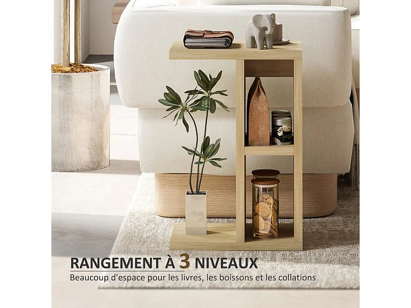 Bout de canapé en C aspect chêne clair – KENZIA