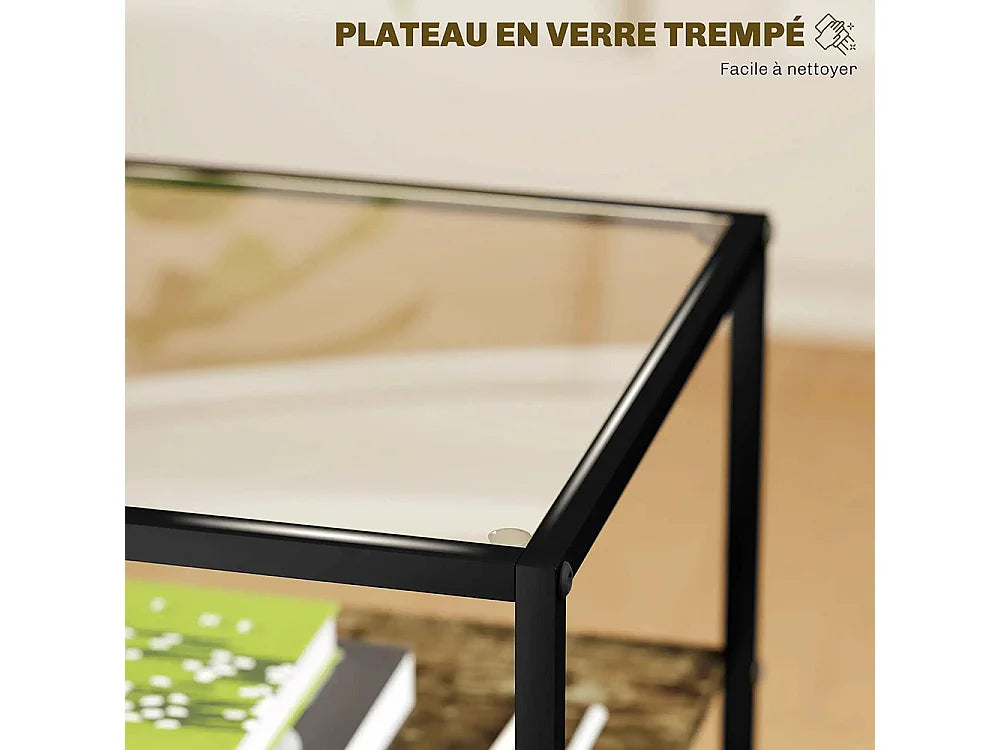 Bout de canapé verre trempé noir lot duo – DUOVA