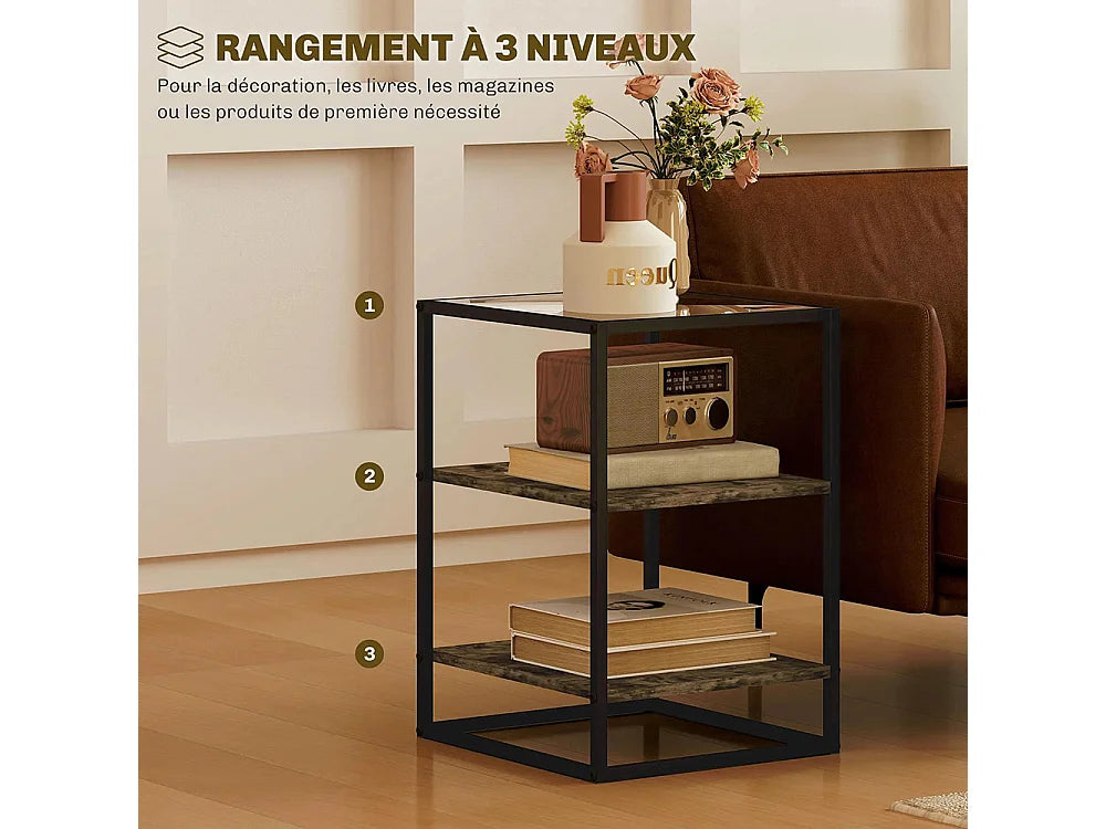 Bout de canapé verre trempé noir lot duo – DUOVA