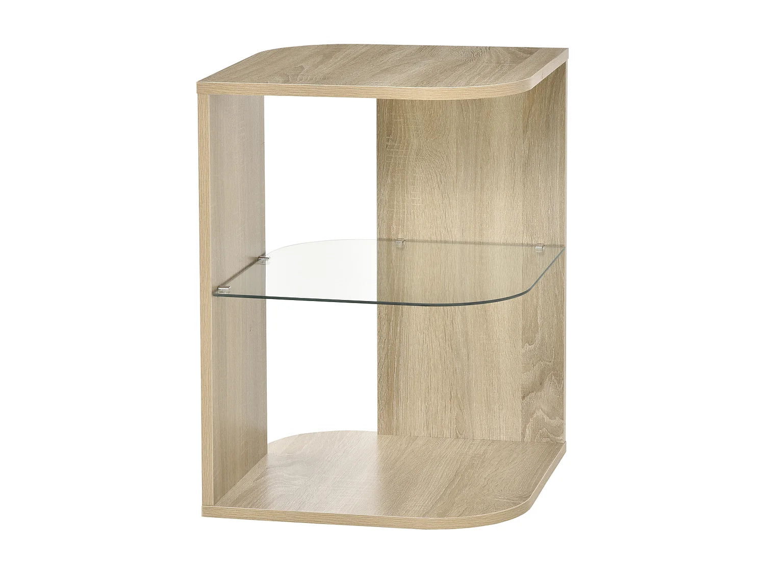 Bout de canapé verre trempé aspect chêne clair – CLARA