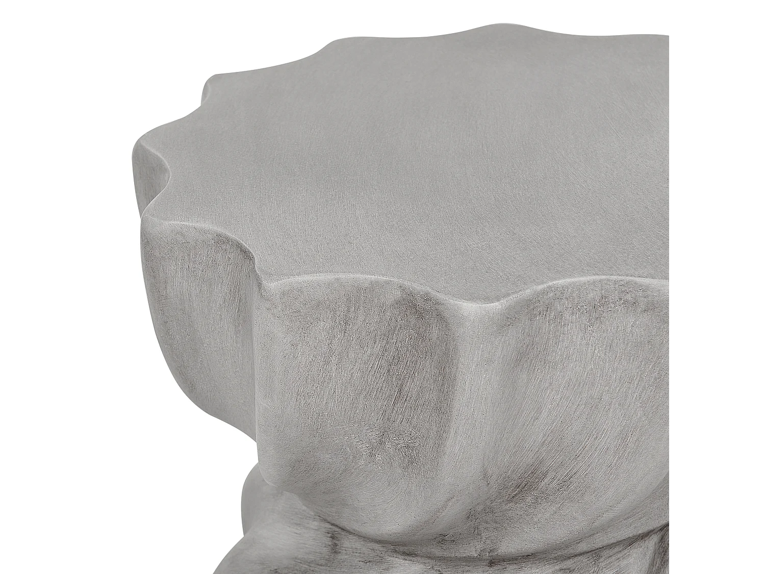 Bout de canapé rond gris texture plissée – ALGORA