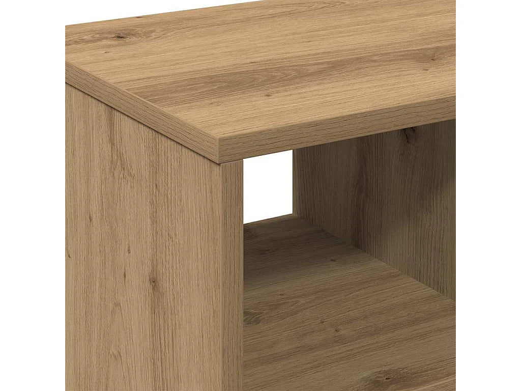 Bout de canapé en chêne avec étagère et roulettes – OAKLY