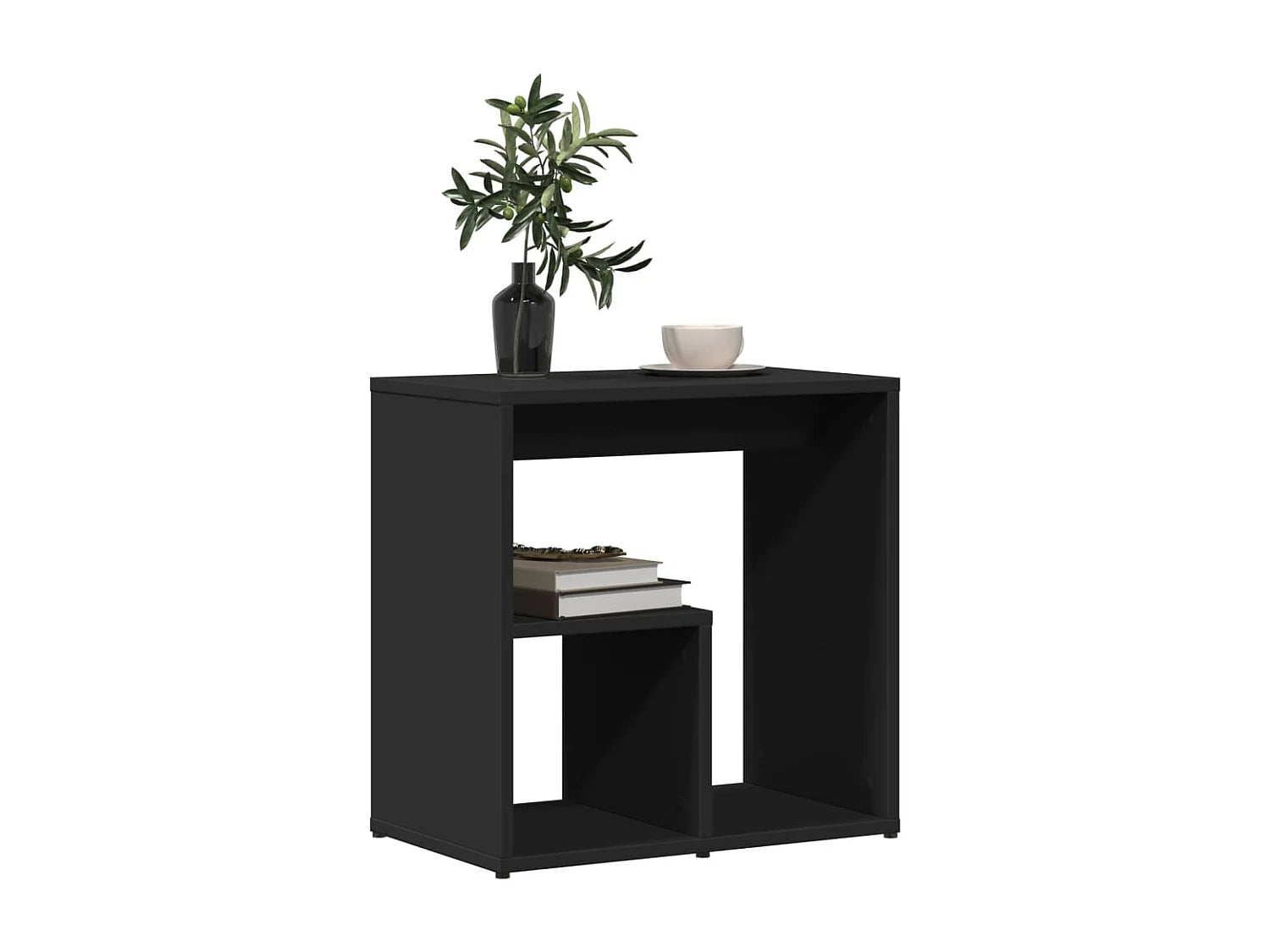 Bout de canapé en bois noir avec rangement – NORVA