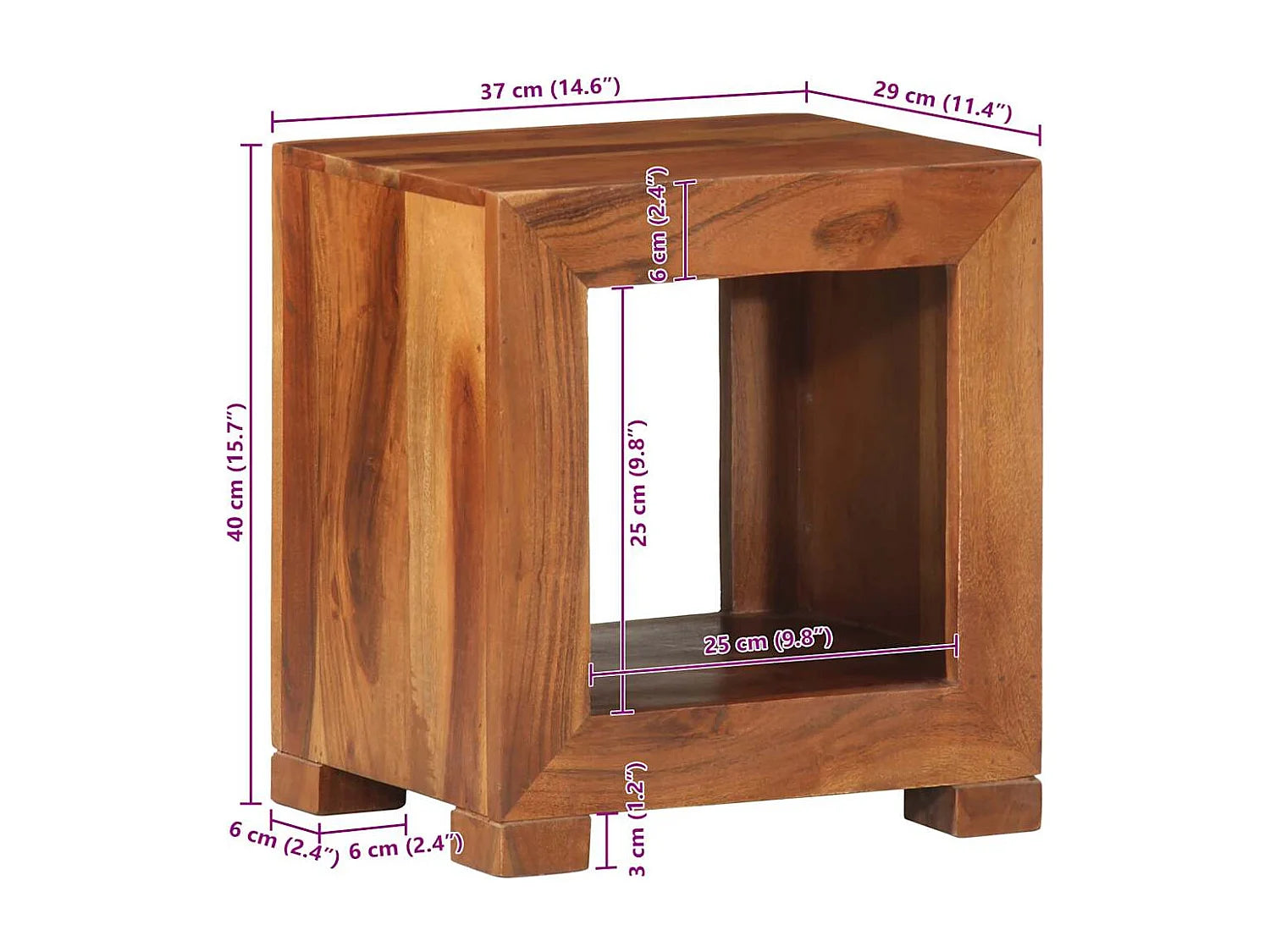 Bout de canapé en bois d'acacia massif marron – ACANTO