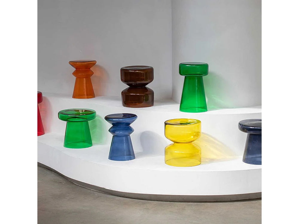 Bout de canapé rond en verre orange – AMBRÉA