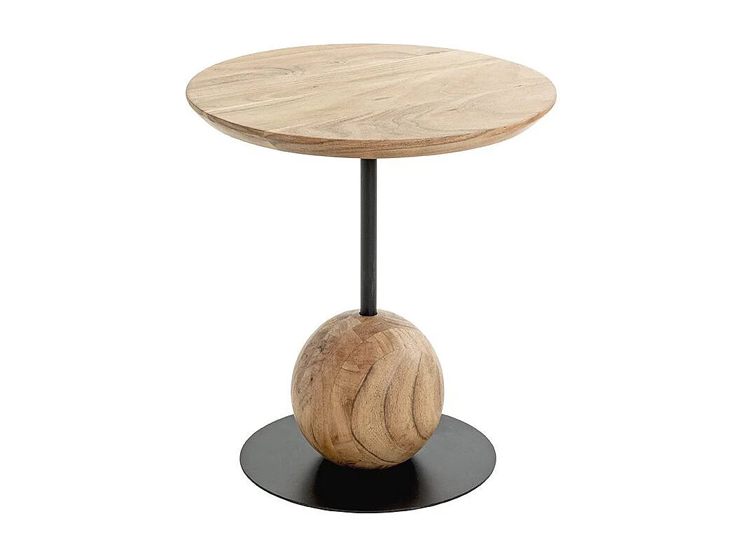 Bout de canapé rond en chêne et métal noir – SPHERA