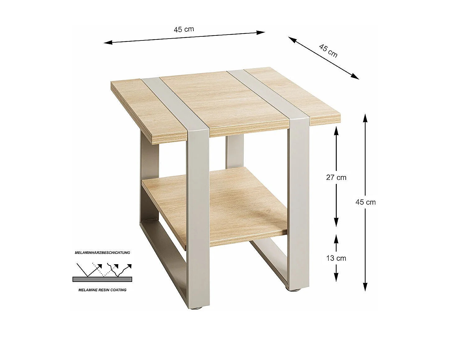 Bout de canapé étagère chêne et métal gris – SYLVAN