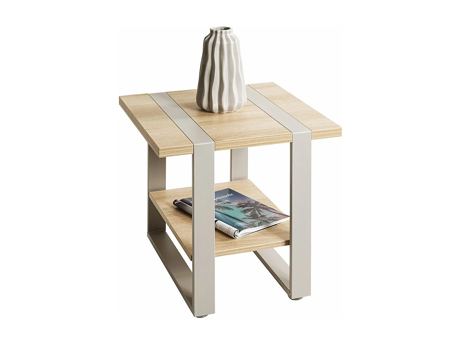 Bout de canapé étagère chêne et métal gris – SYLVAN