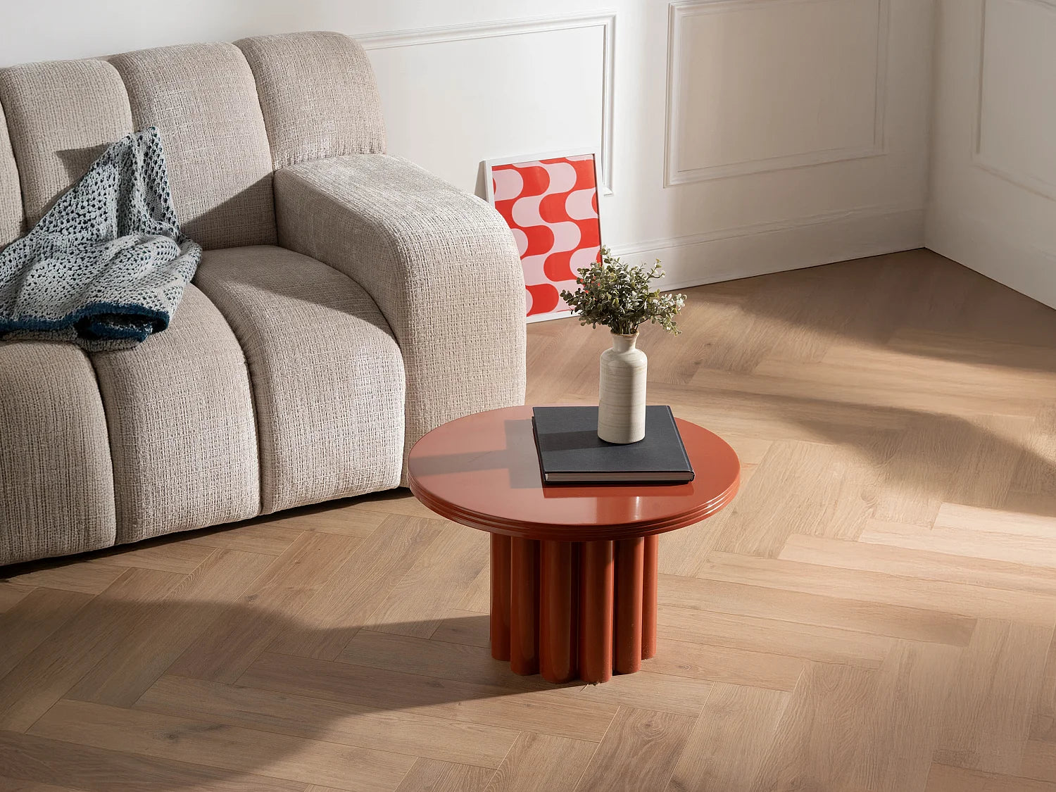 Bout de canapé en métal terracotta large plateau – TERRA