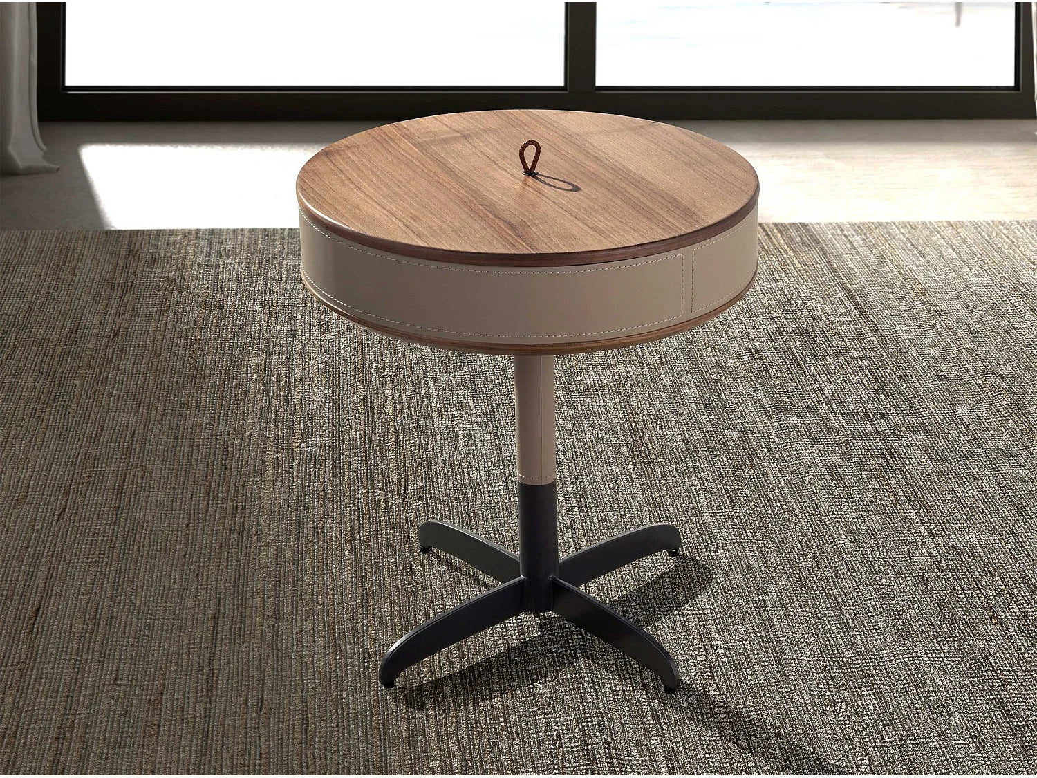 Bout de canapé d'angle rond noyer et acier – VISON