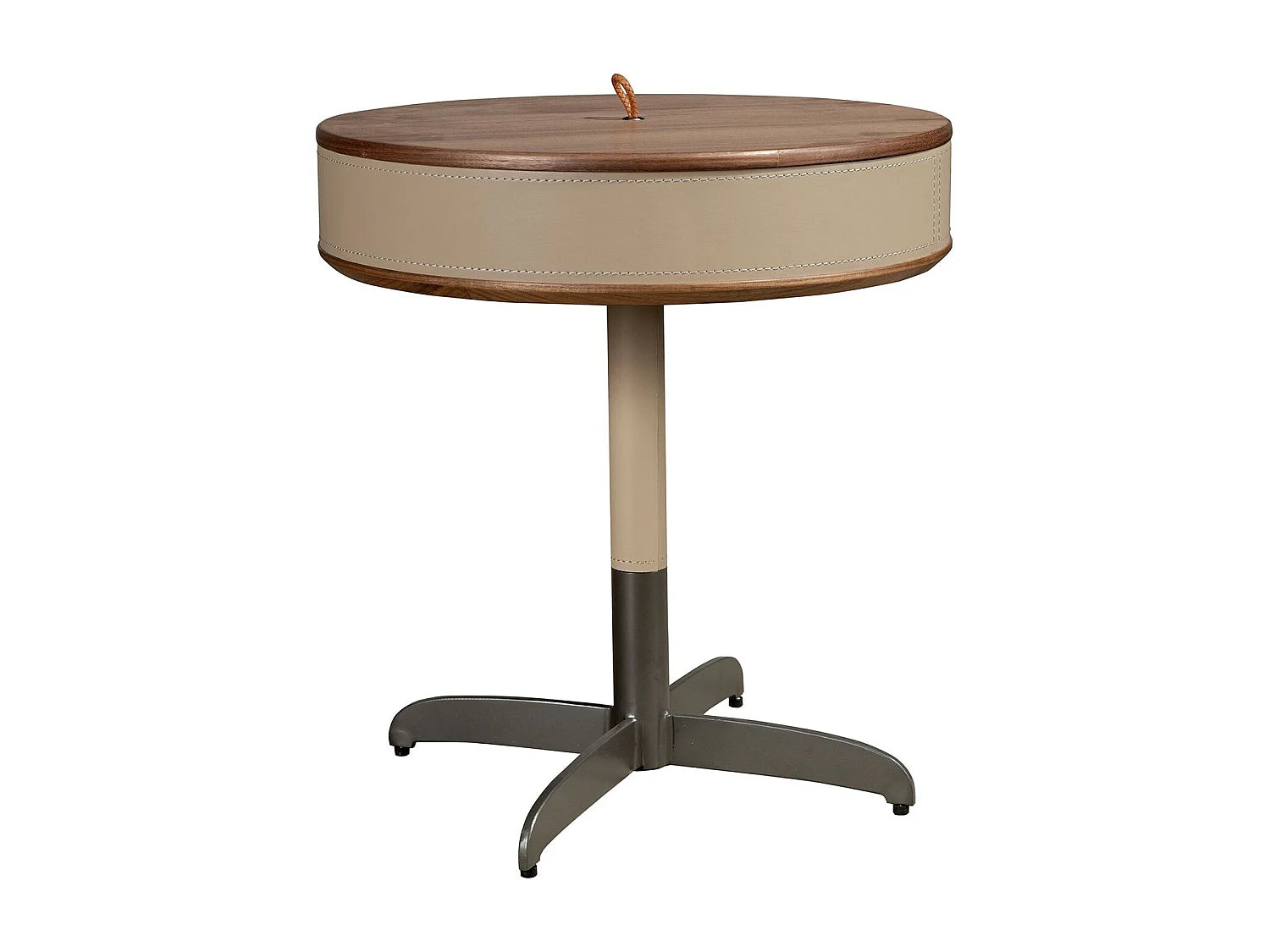 Bout de canapé d'angle rond noyer et acier – VISON