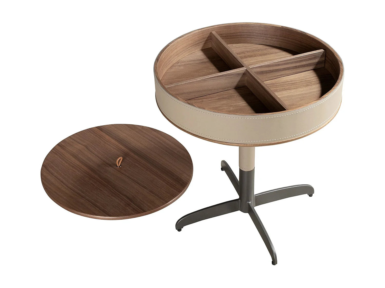 Bout de canapé d'angle rond noyer et acier – VISON