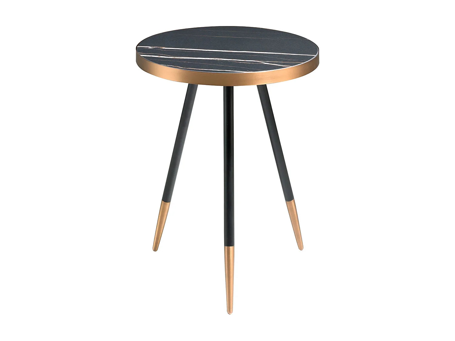 Bout de canapé rond en marbre noir et acier – CERDA