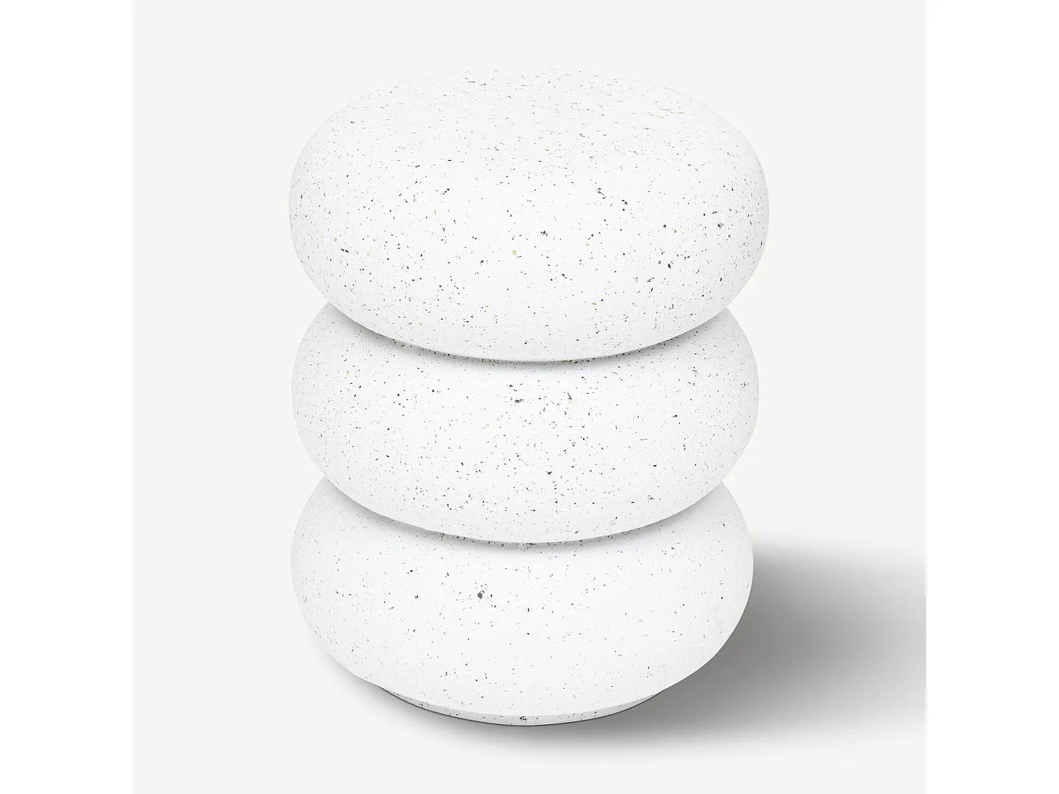 Bout de canapé rond céramique effet terrazzo blanc – STONIA