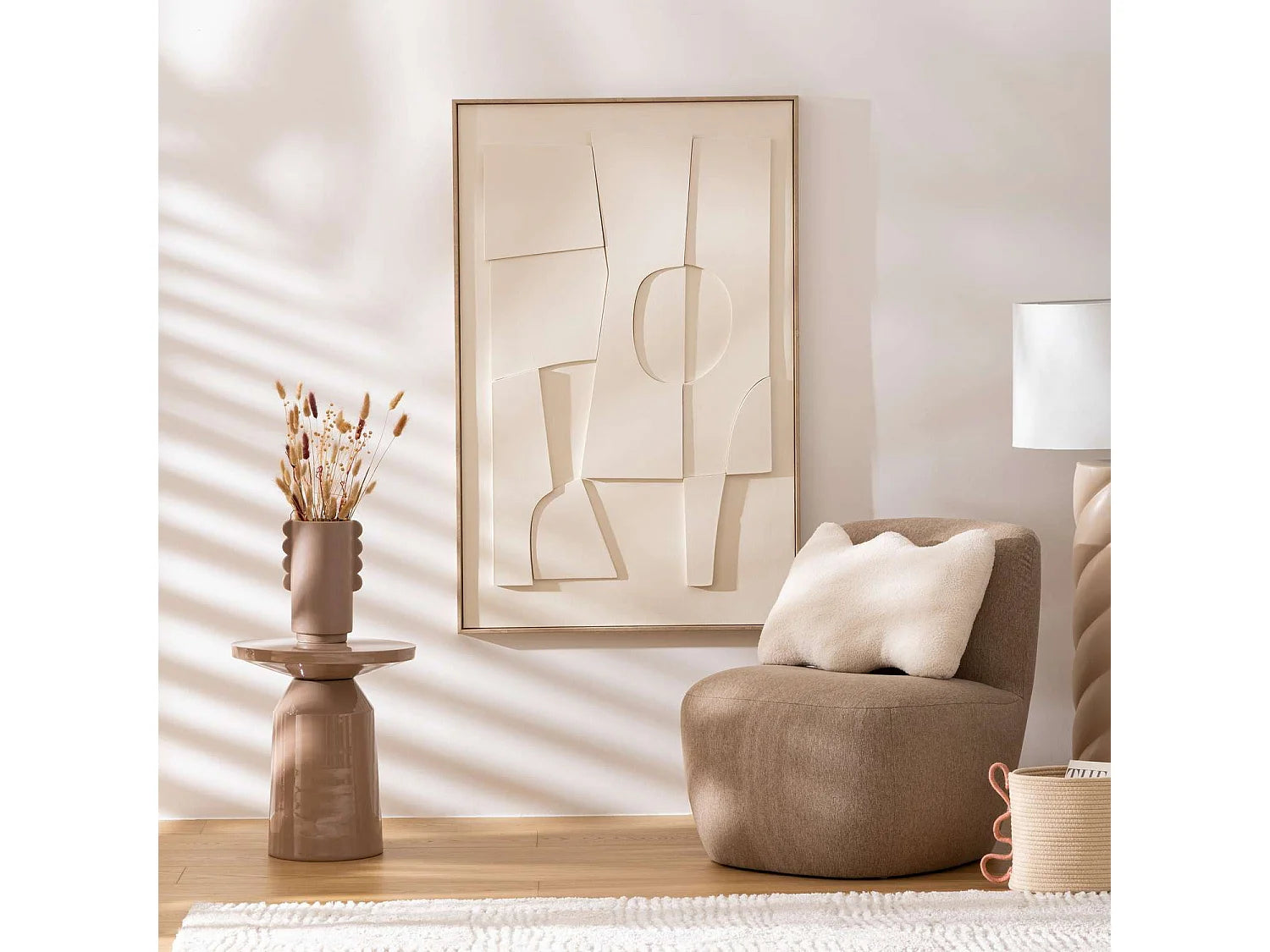 Bout de canapé rond en métal beige brillant – SITA