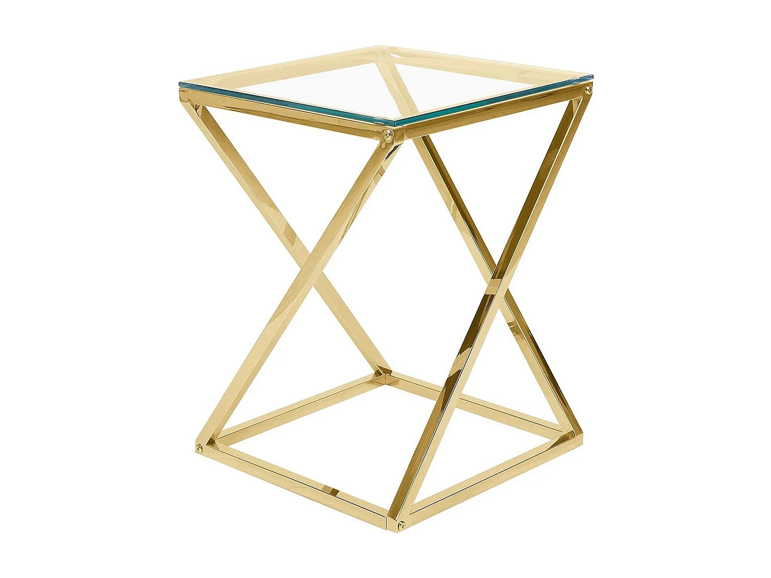 Bout de canapé carré plateau verre doré – AUREA